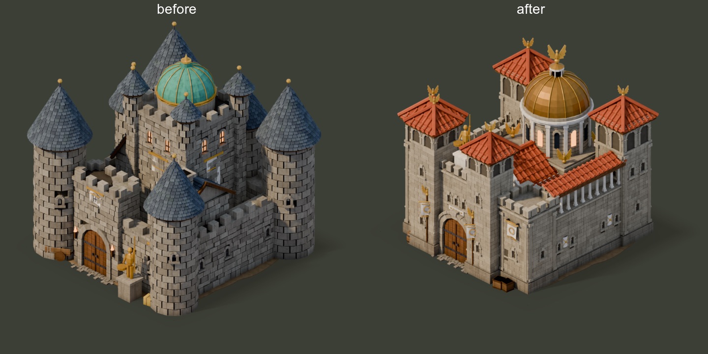 The level 5 keep before and after its redesign