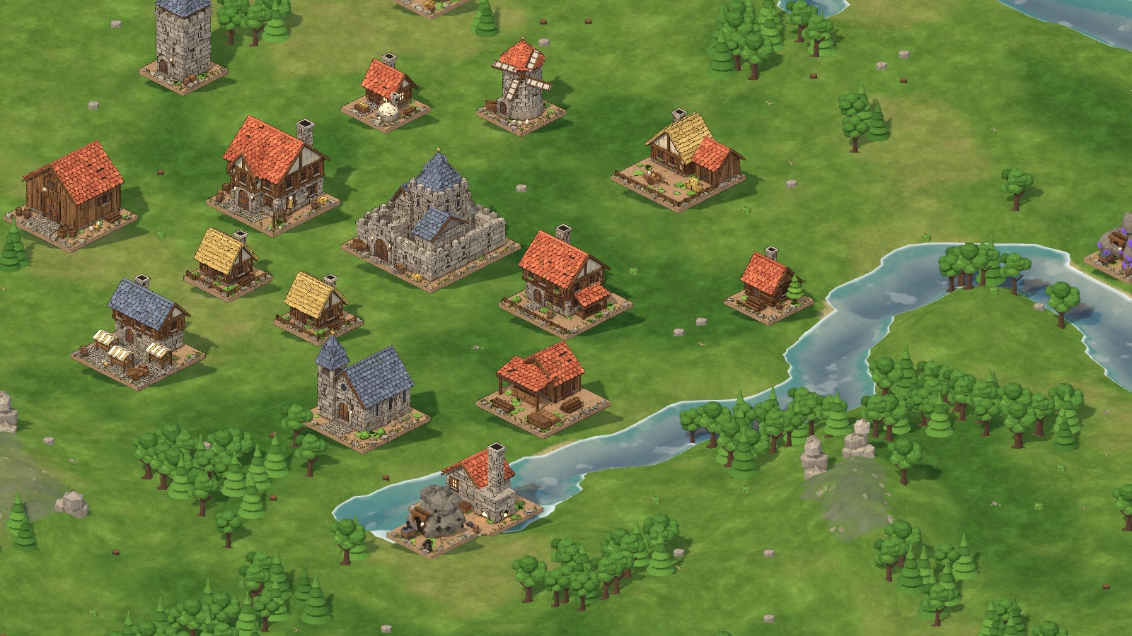 Close-up of a small town by a river